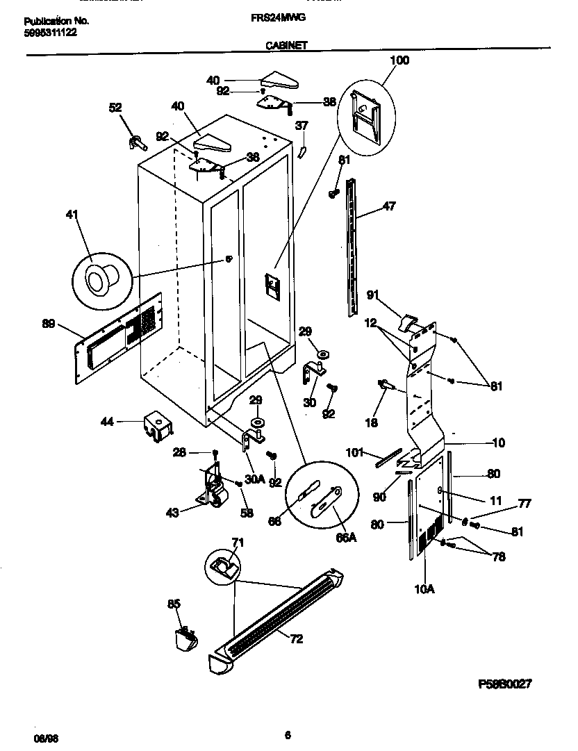 Frigidaire FRS24MWGD1 cabinet diagram
