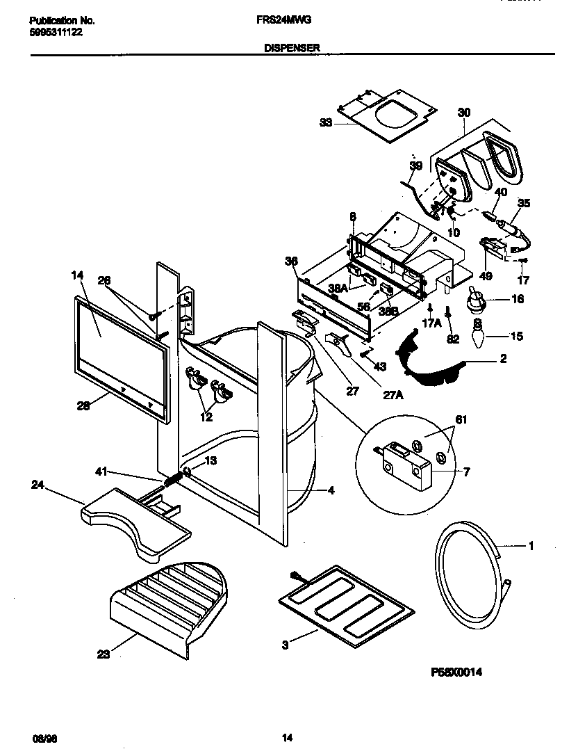 Frigidaire FRS24MWGD1 ice dispenser diagram