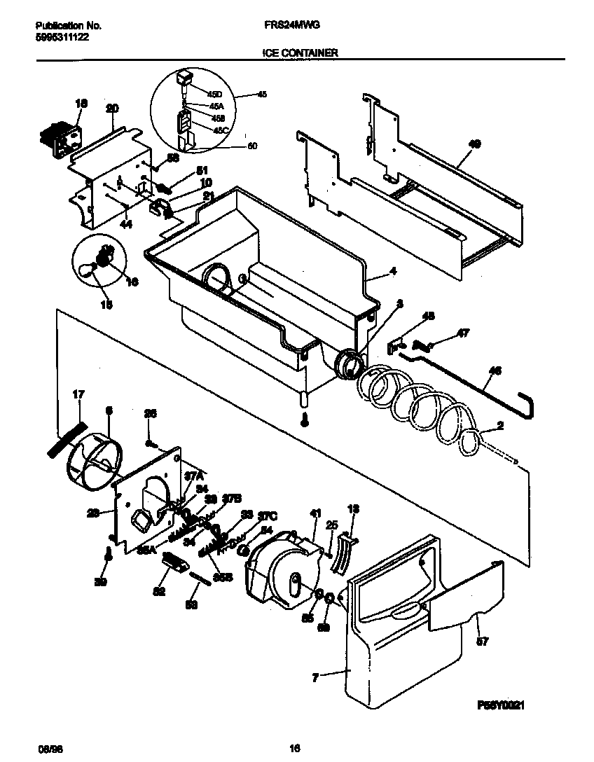 Frigidaire FRS24MWGD1 ice container diagram