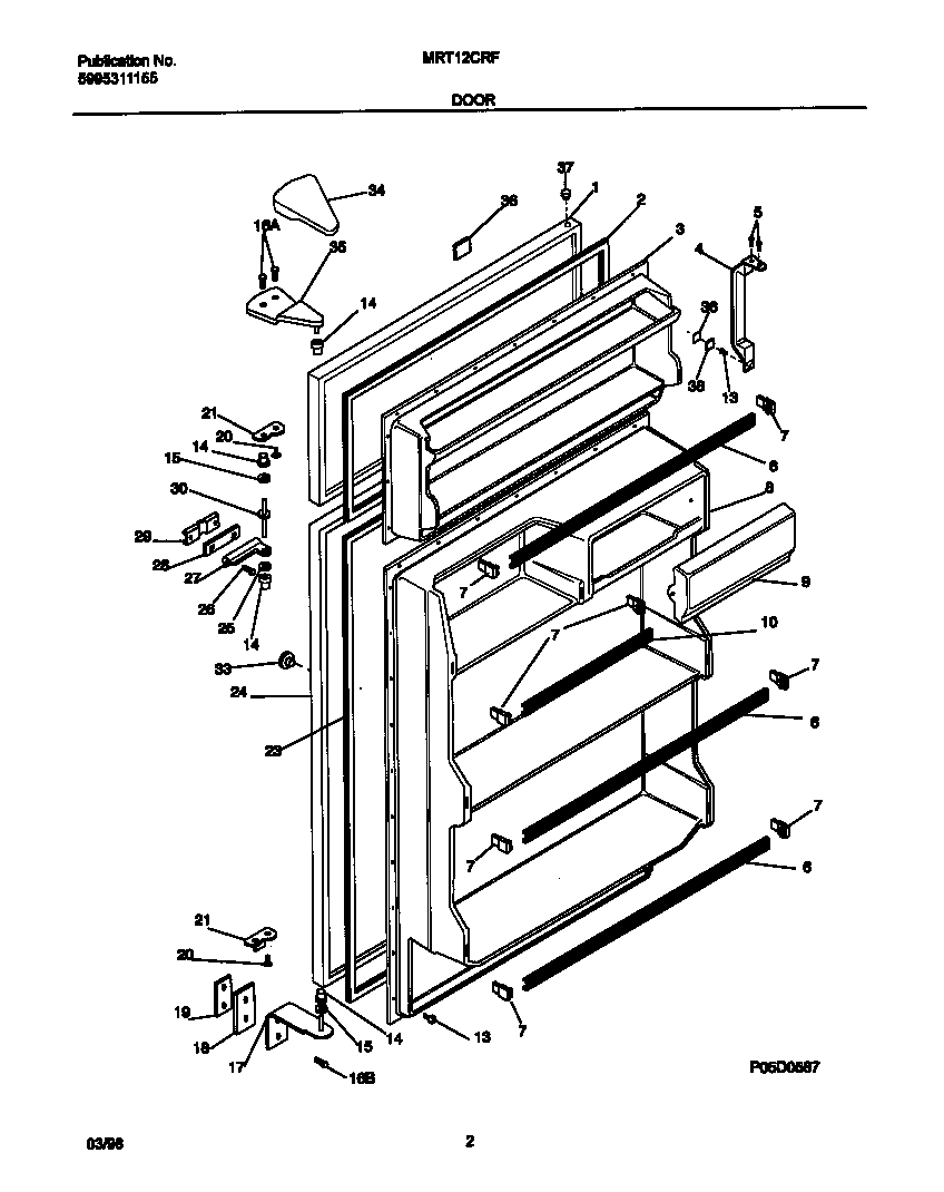 Universal/Multiflex (Frigidaire) MRT12CRFD1 door diagram