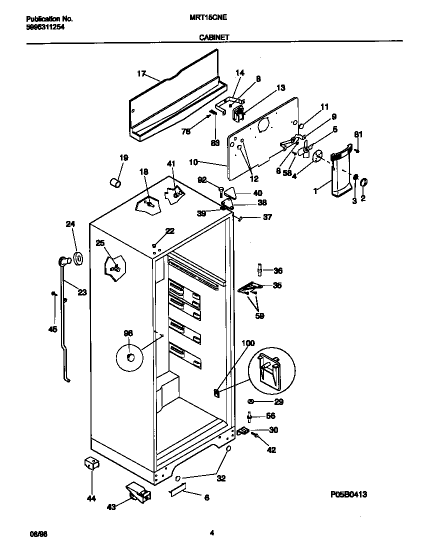 Universal/Multiflex (Frigidaire) MRT15CNEY5 cabinet diagram