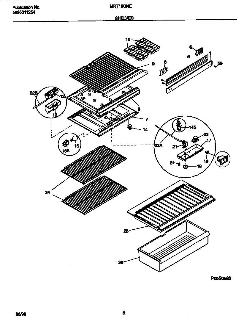 Universal/Multiflex (Frigidaire) MRT15CNEY5 shelves diagram