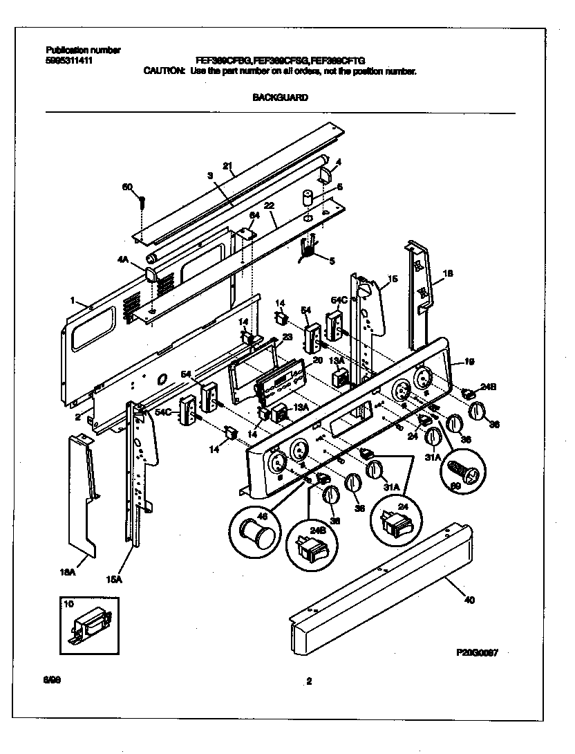 Frigidaire FEF389CFSG backguard diagram