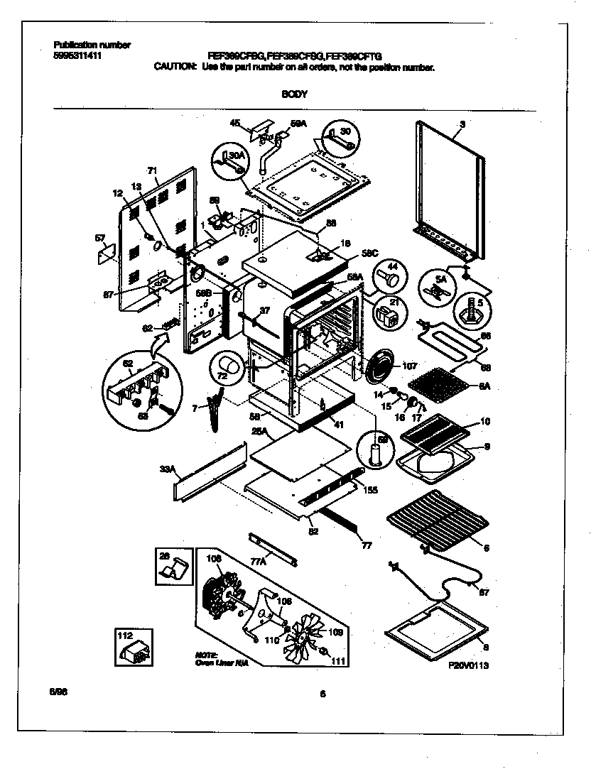 Frigidaire FEF389CFSG body diagram