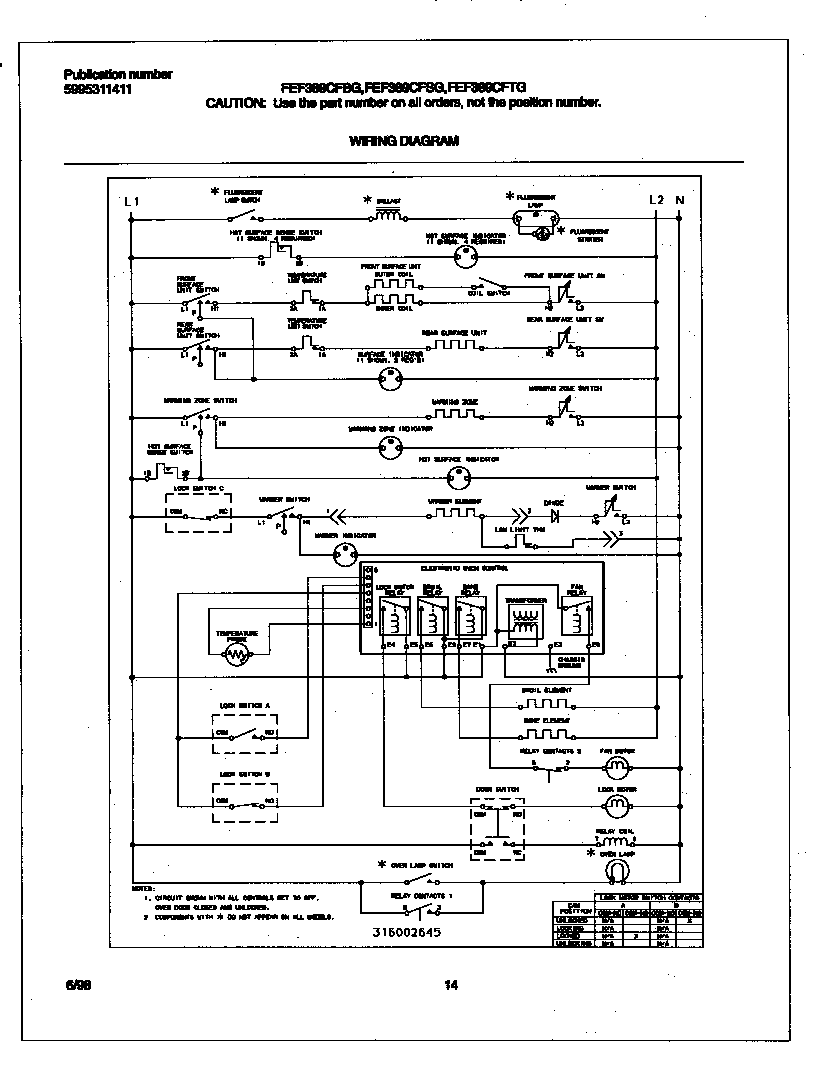 Frigidaire FEF389CFSG wiring diagram diagram