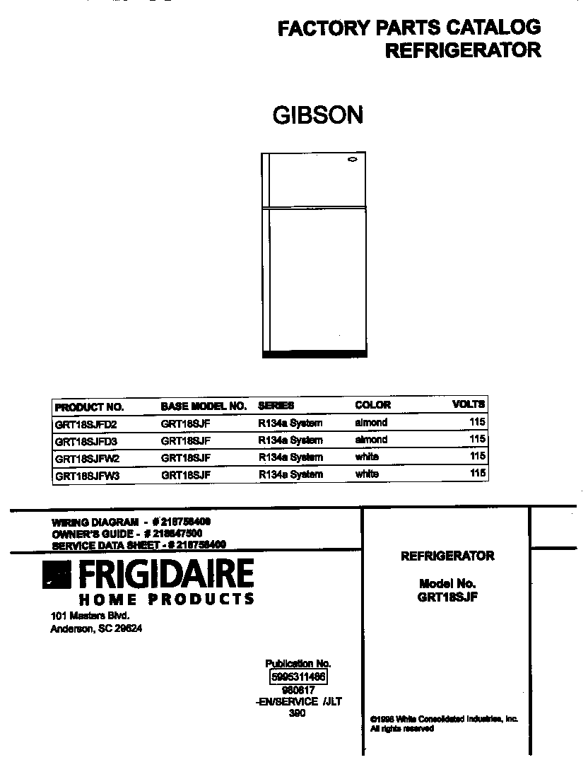 Gibson GRT18SJFW2 cover diagram