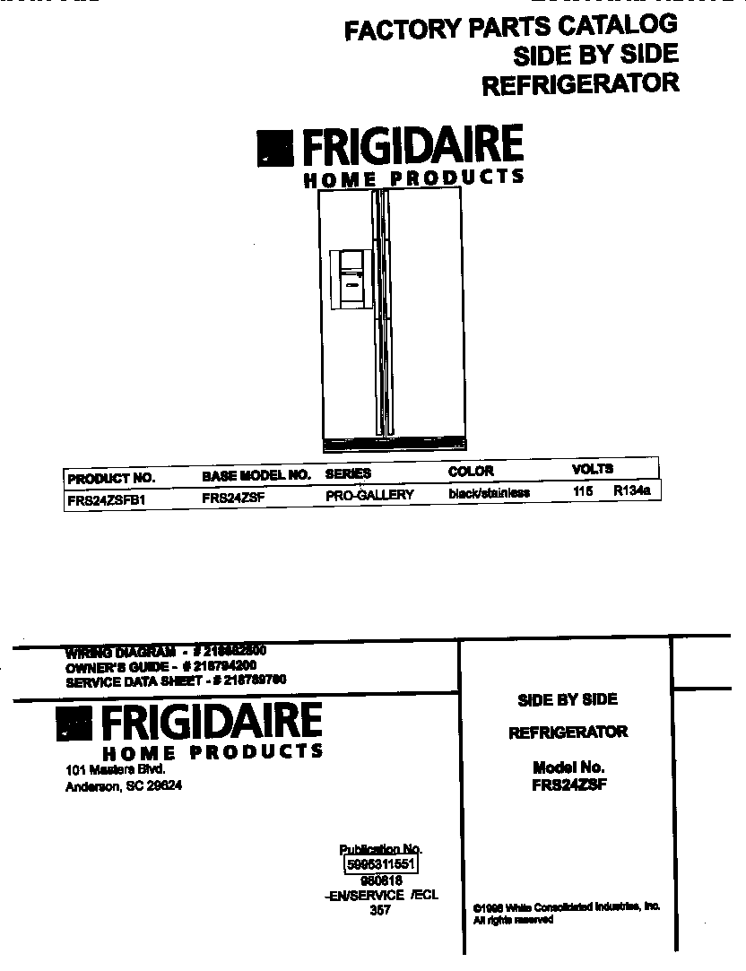 Frigidaire FRS24ZSFB1 cover diagram
