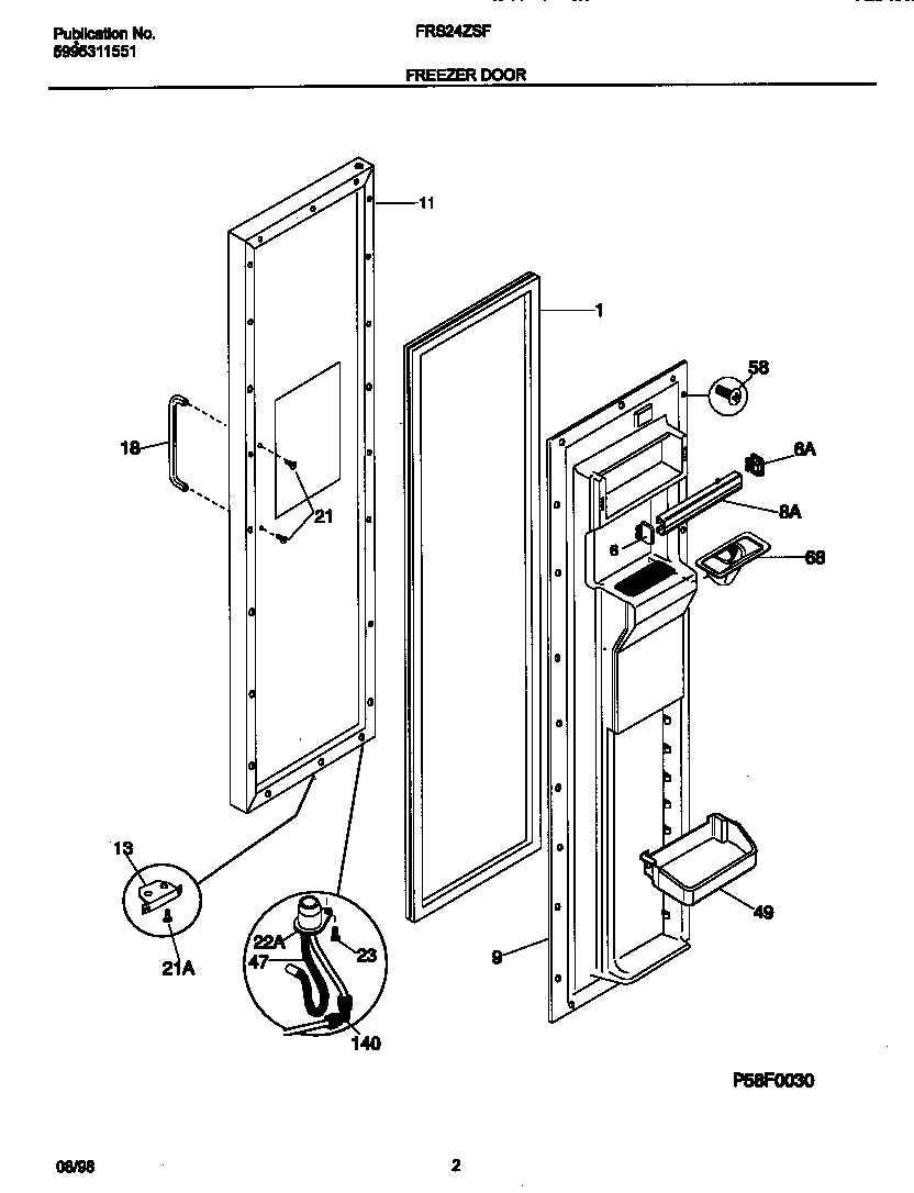 Frigidaire FRS24ZSFB1 frz door diagram