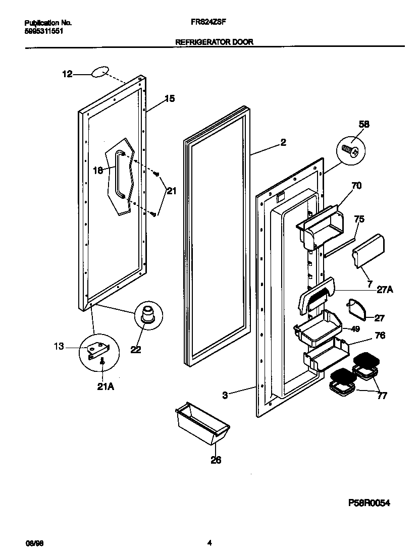 Frigidaire FRS24ZSFB1 ref door diagram