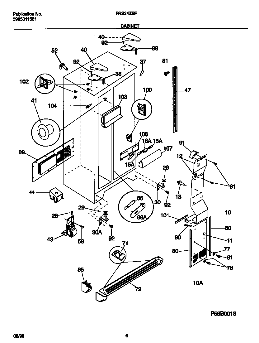 Frigidaire FRS24ZSFB1 cabinet diagram