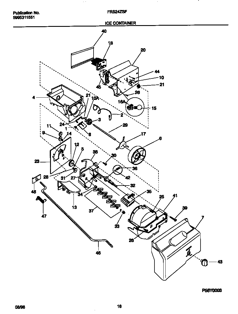 Frigidaire FRS24ZSFB1 ice container diagram