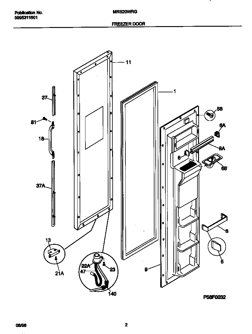 Universal/Multiflex (Frigidaire) MRS20WRGW0 frz door diagram