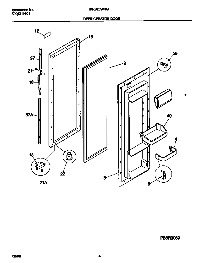 Universal/Multiflex (Frigidaire) MRS20WRGW0 ref door diagram