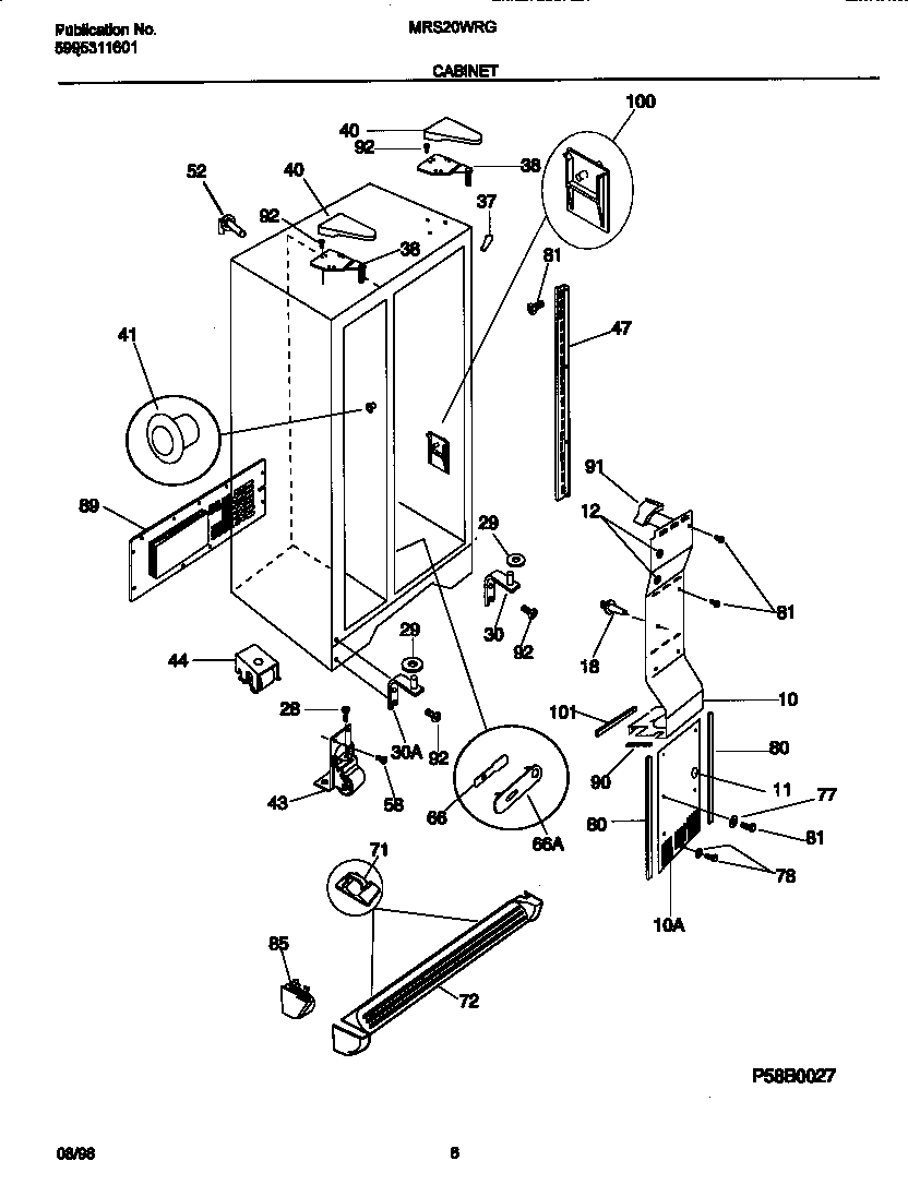 Universal/Multiflex (Frigidaire) MRS20WRGW0 cabinet diagram