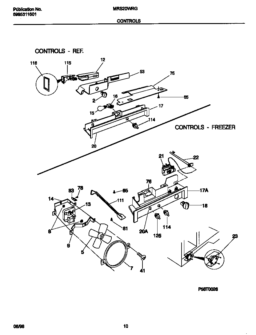 Universal/Multiflex (Frigidaire) MRS20WRGW0 controls diagram