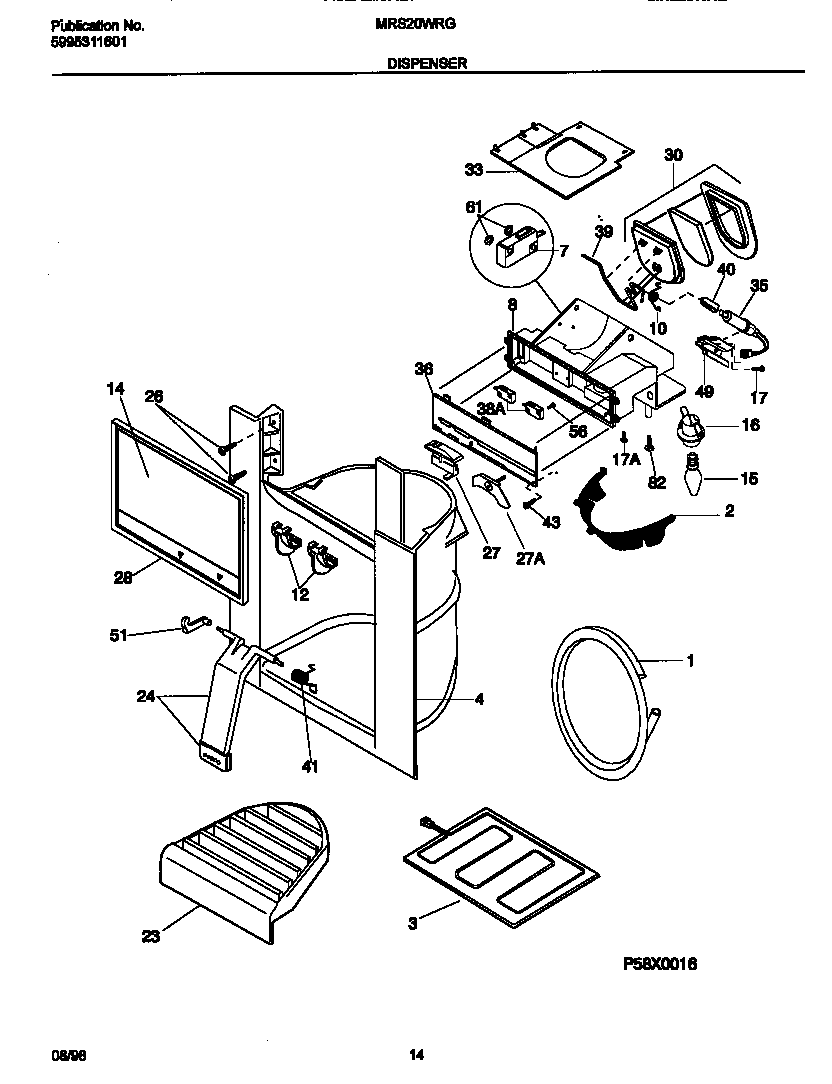 Universal/Multiflex (Frigidaire) MRS20WRGW0 ice dispenser diagram