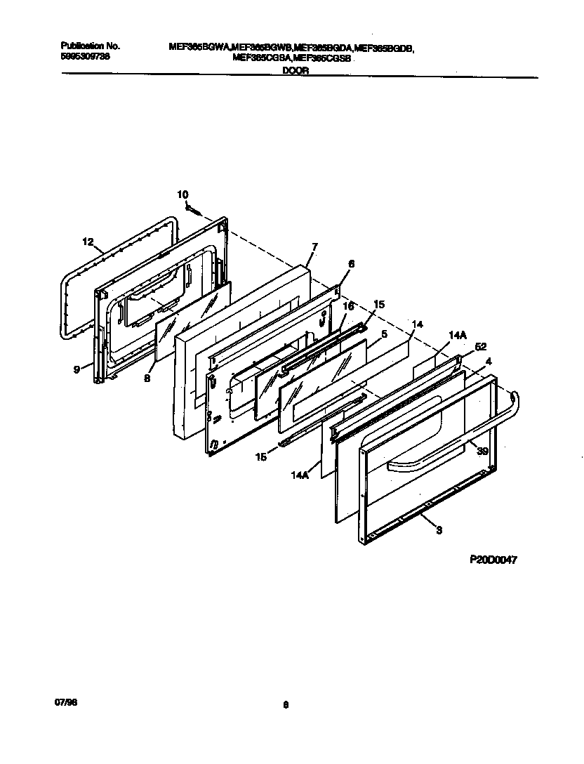 Universal/Multiflex (Frigidaire) MEF365BGWA door diagram