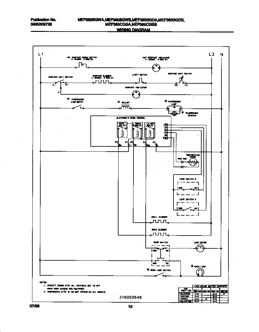 Universal/Multiflex (Frigidaire) MEF365BGWA wiring diagram diagram