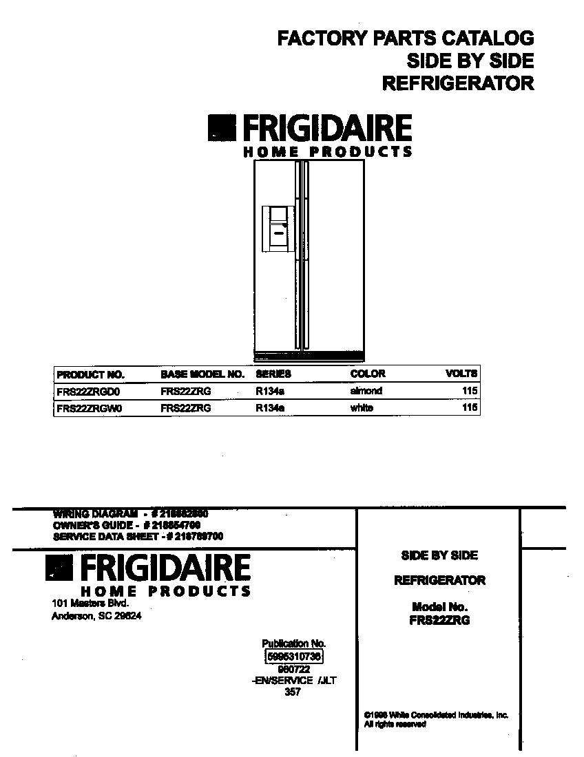 Frigidaire FRS22ZRGW0 cover diagram
