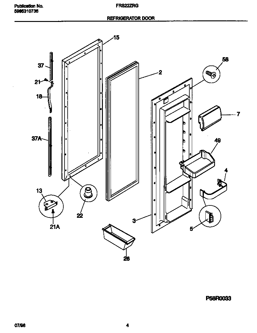 Frigidaire FRS22ZRGW0 refr door diagram