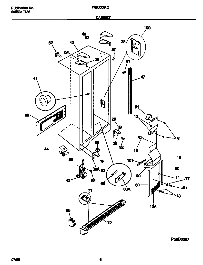 Frigidaire FRS22ZRGW0 cabinet diagram