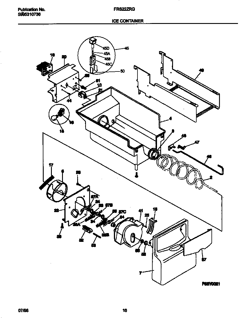 Frigidaire FRS22ZRGW0 ice container diagram