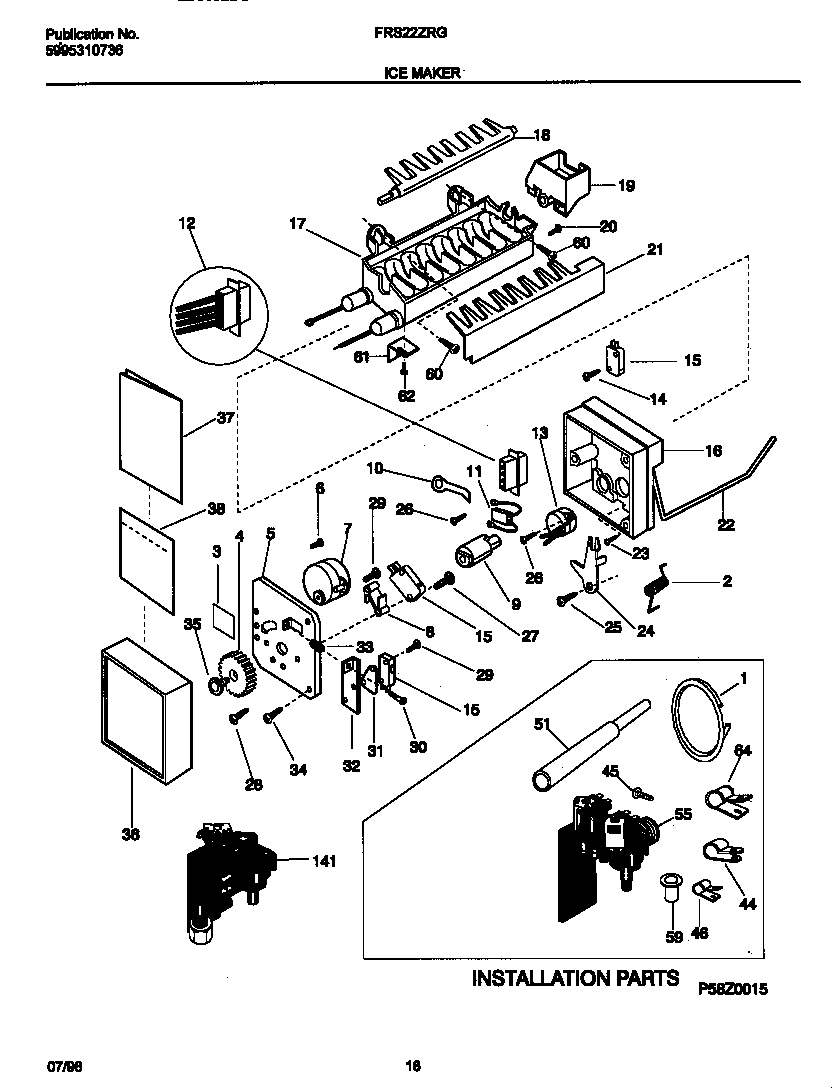 Frigidaire FRS22ZRGW0 ice maker diagram