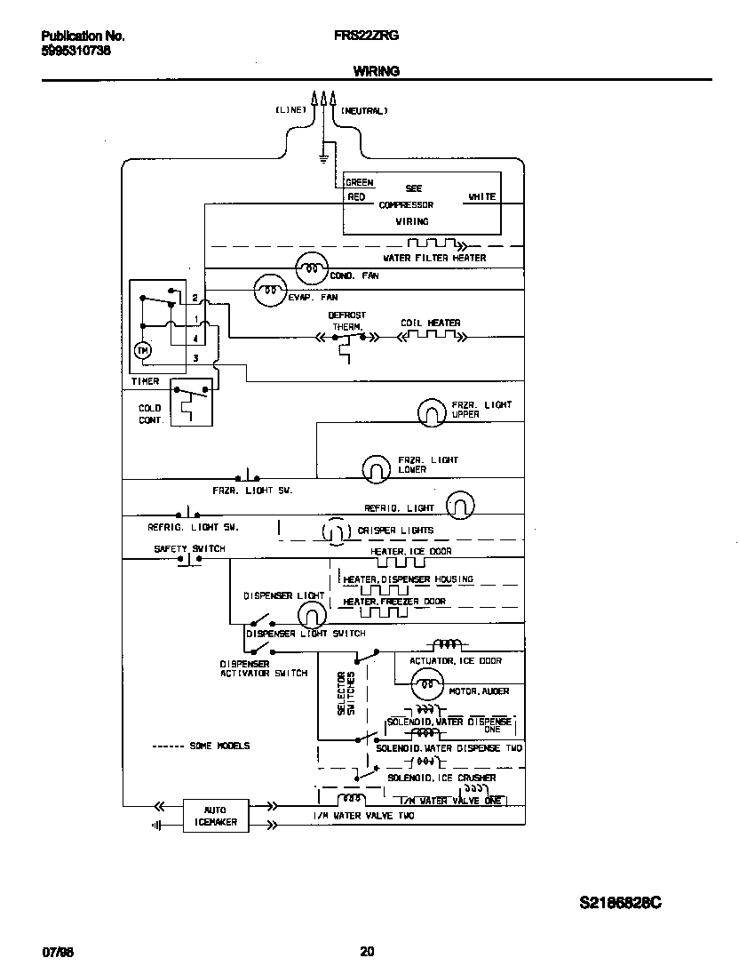 Frigidaire FRS22ZRGW0 wiring schematic diagram