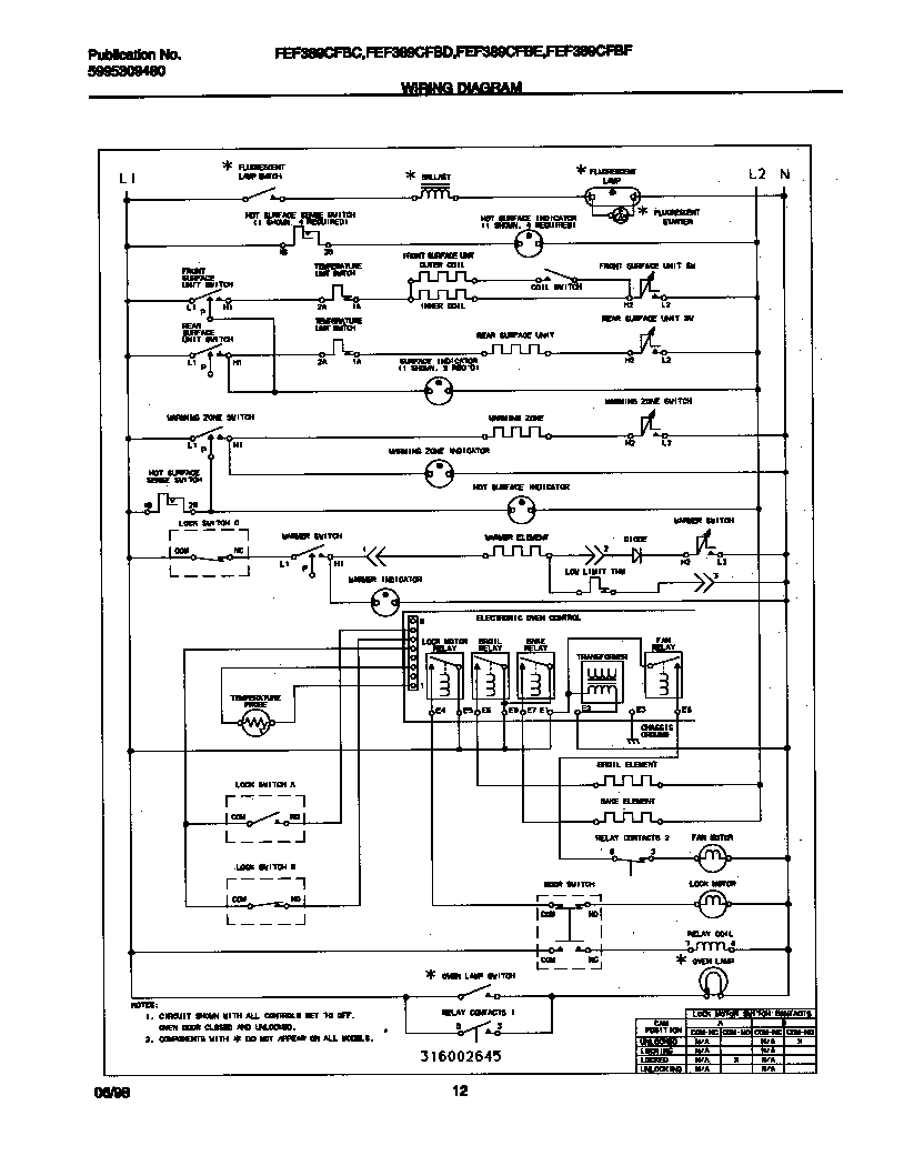 Frigidaire FEF389CFBD wiring diagram diagram