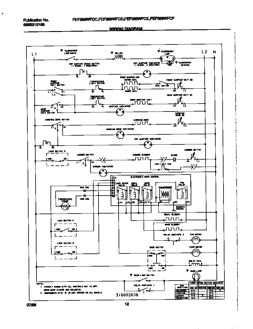 Frigidaire FEF389WFCD wiring diagram diagram
