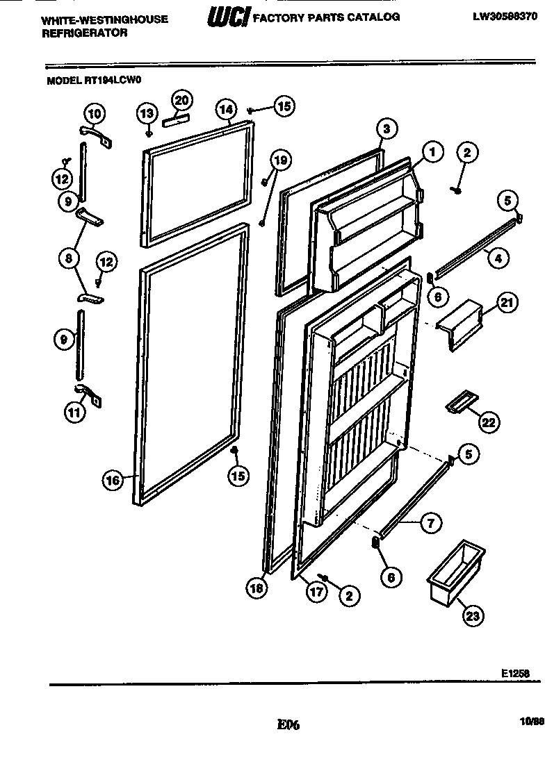 White-Westinghouse RT194LCW0 door diagram