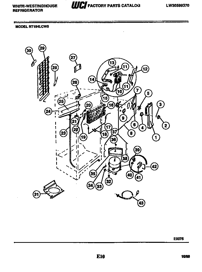White-Westinghouse RT194LCW0 evaporator/condenser diagram