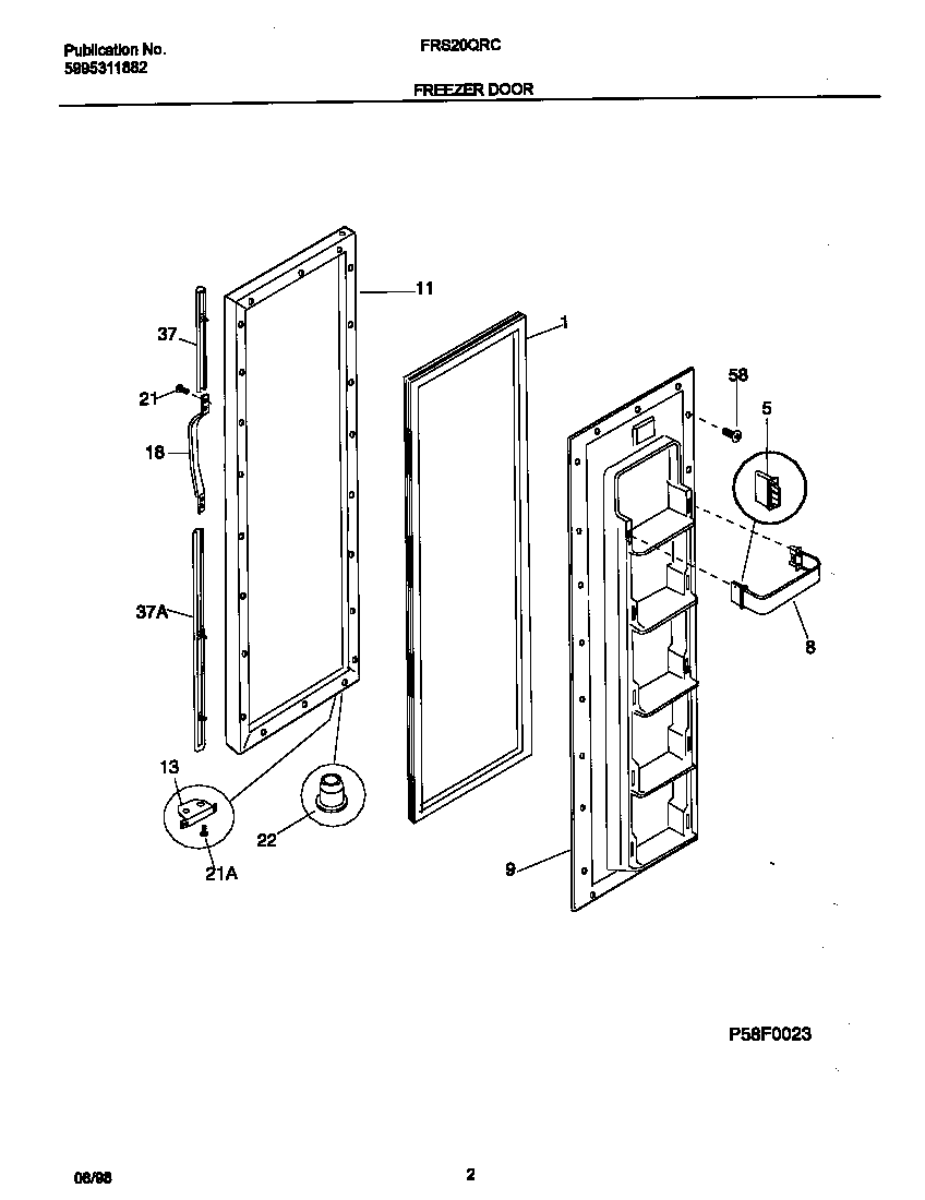 Frigidaire FRS20QRCW5 freezer door diagram