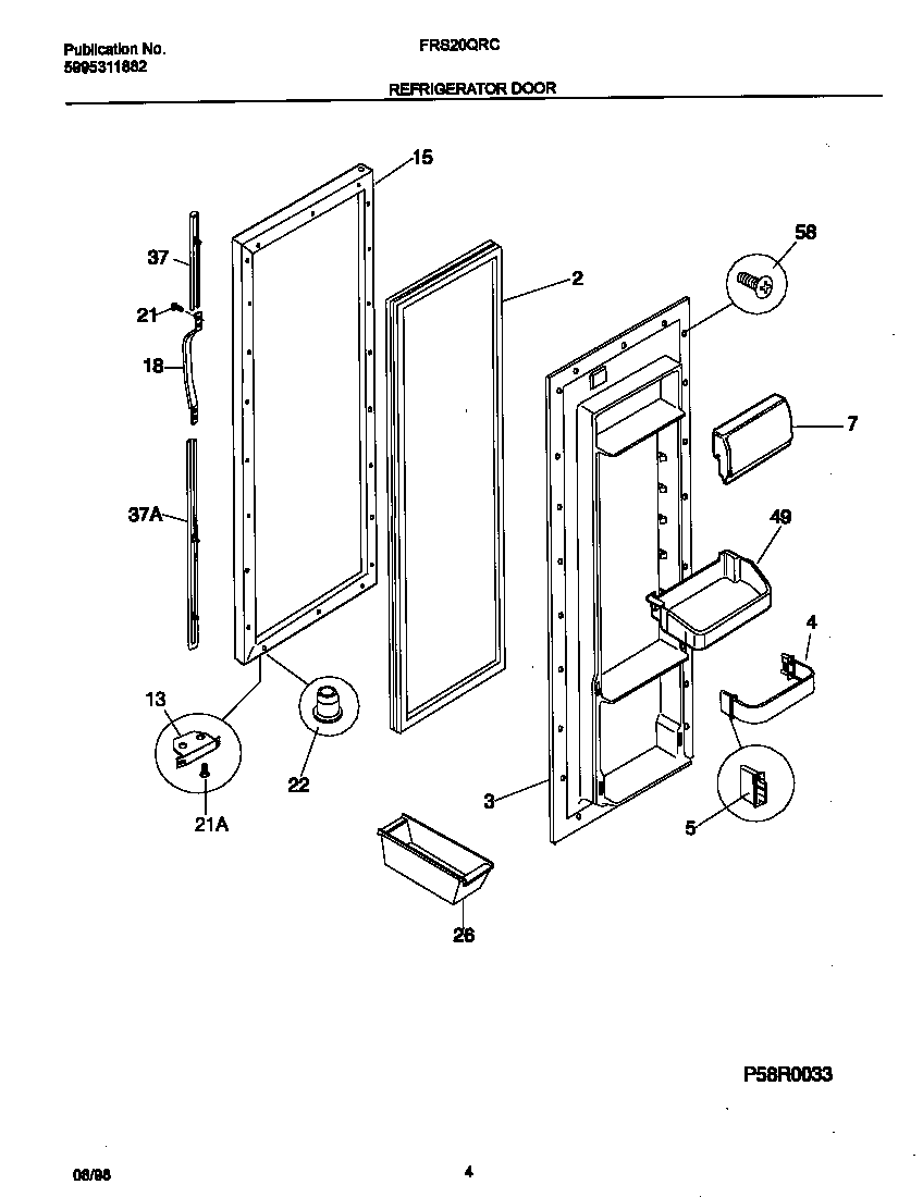 Frigidaire FRS20QRCW5 refr door diagram