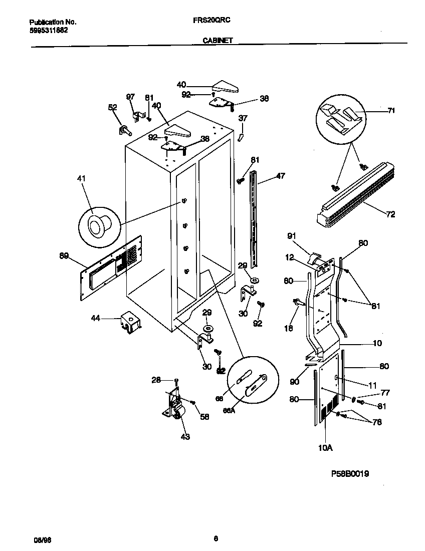 Frigidaire FRS20QRCW5 cabinet diagram