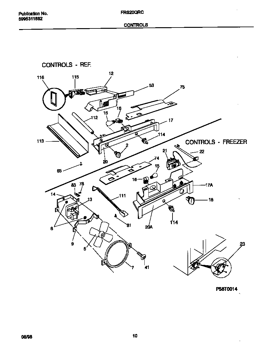 Frigidaire FRS20QRCW5 controls diagram