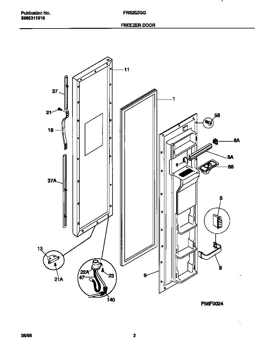 Frigidaire FRS20ZGGD2 frzr door diagram