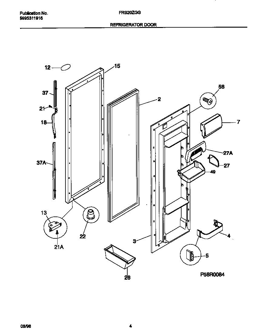 Frigidaire FRS20ZGGD2 refr door diagram