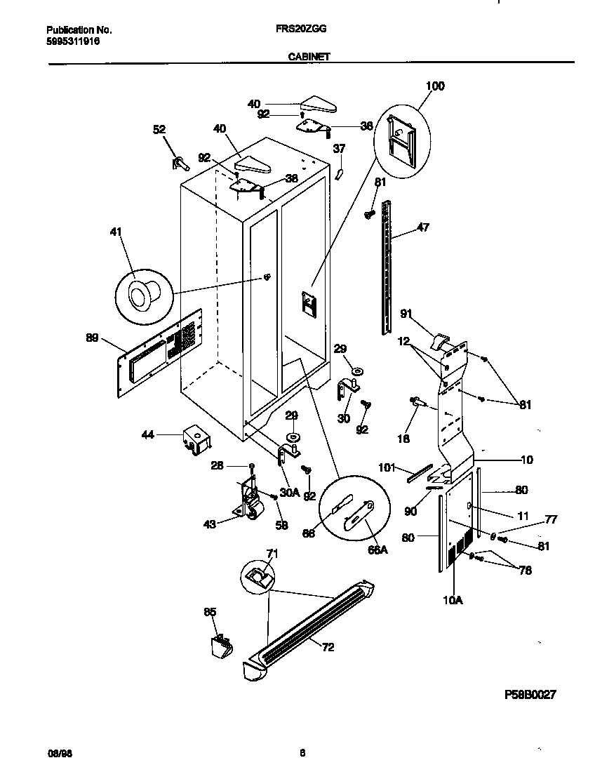 Frigidaire FRS20ZGGD2 cabinet diagram