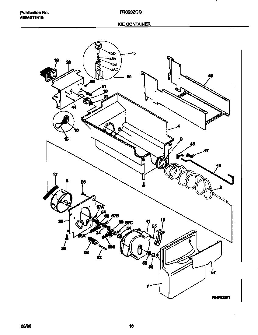 Frigidaire FRS20ZGGD2 ice container diagram