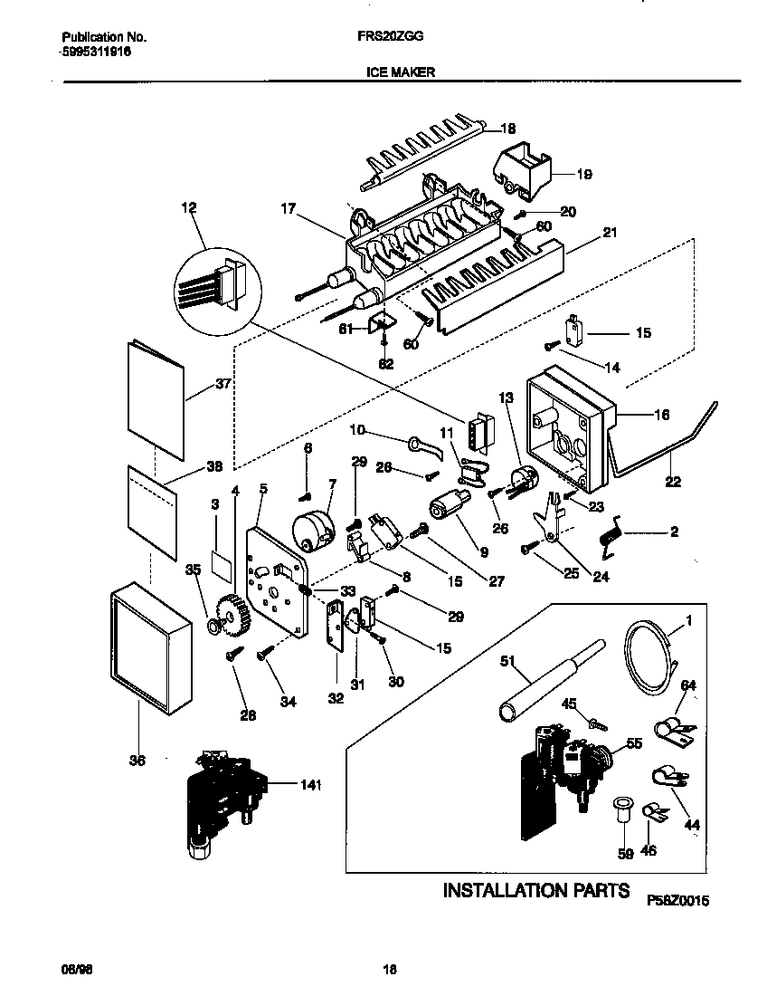 Frigidaire FRS20ZGGD2 ice maker diagram
