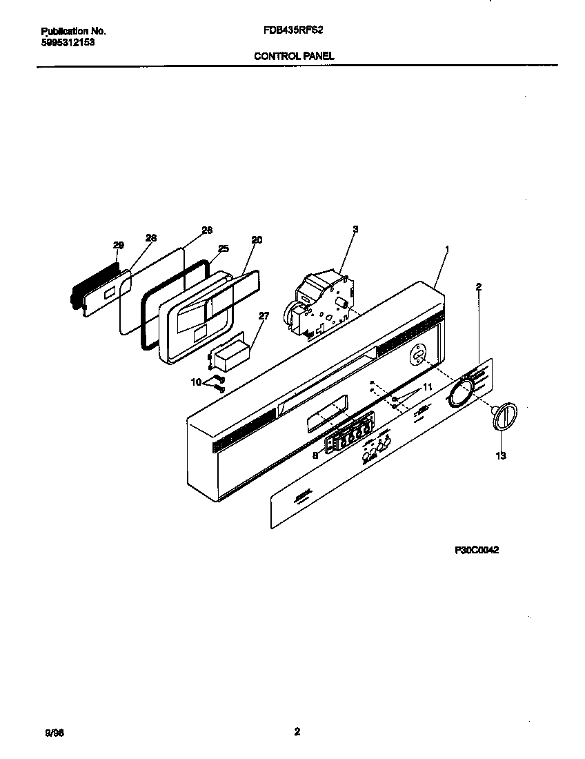 Frigidaire FDB435RFS2 control panel diagram