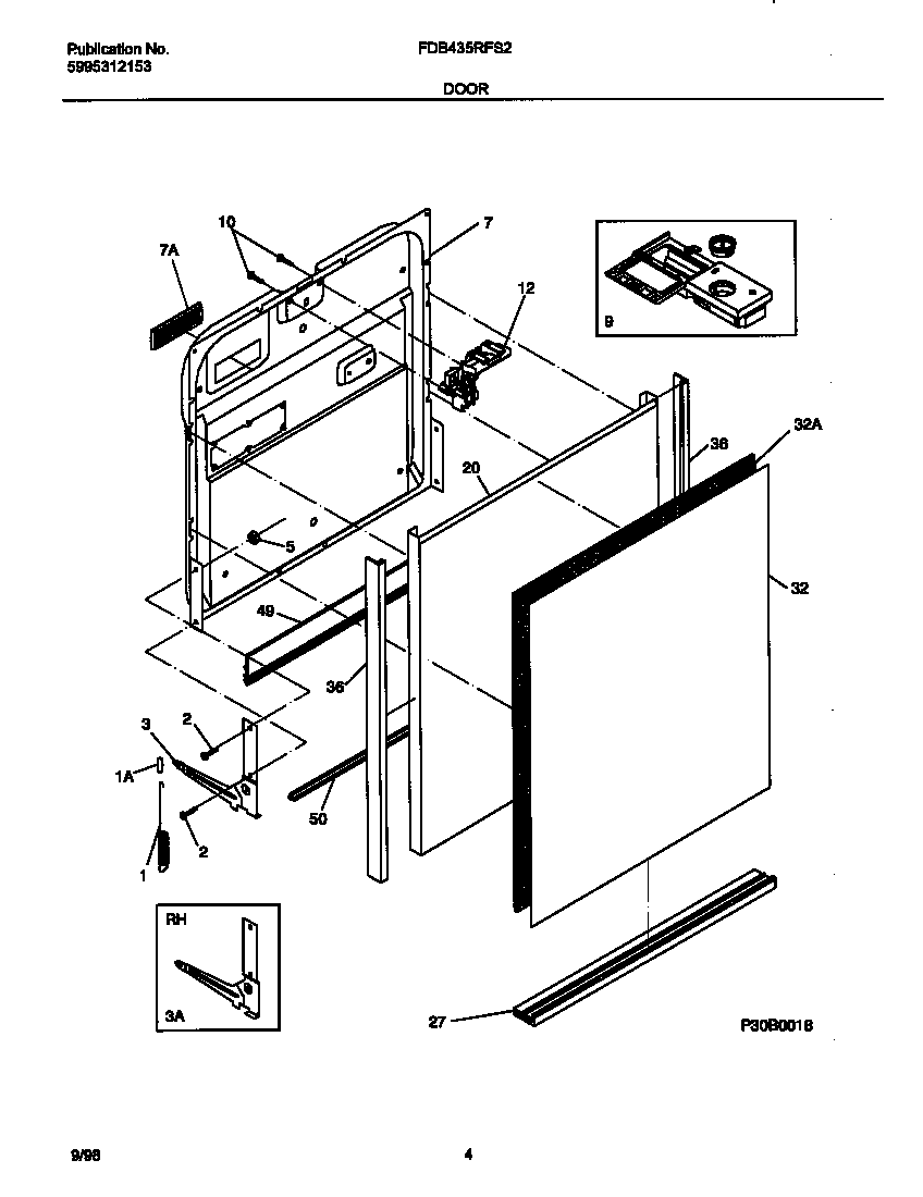 Frigidaire FDB435RFS2 door diagram
