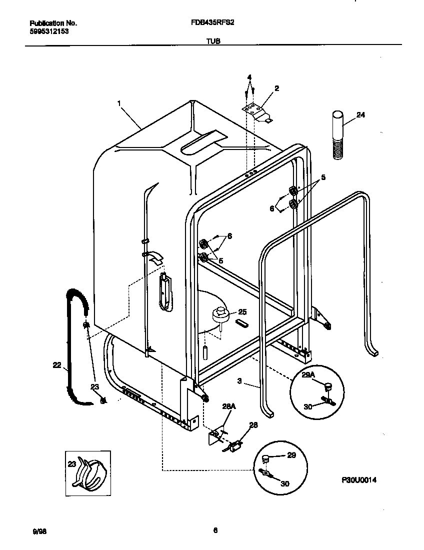 Frigidaire FDB435RFS2 tub diagram