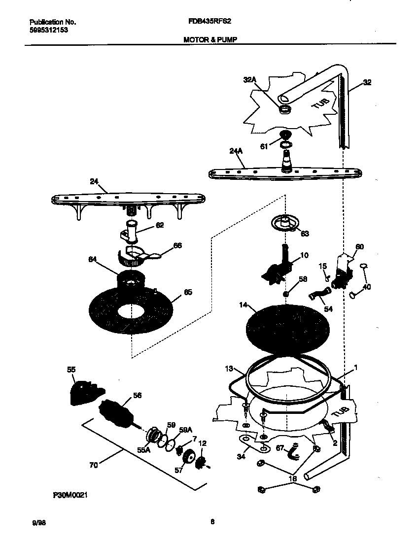 Frigidaire FDB435RFS2 motor/pump diagram