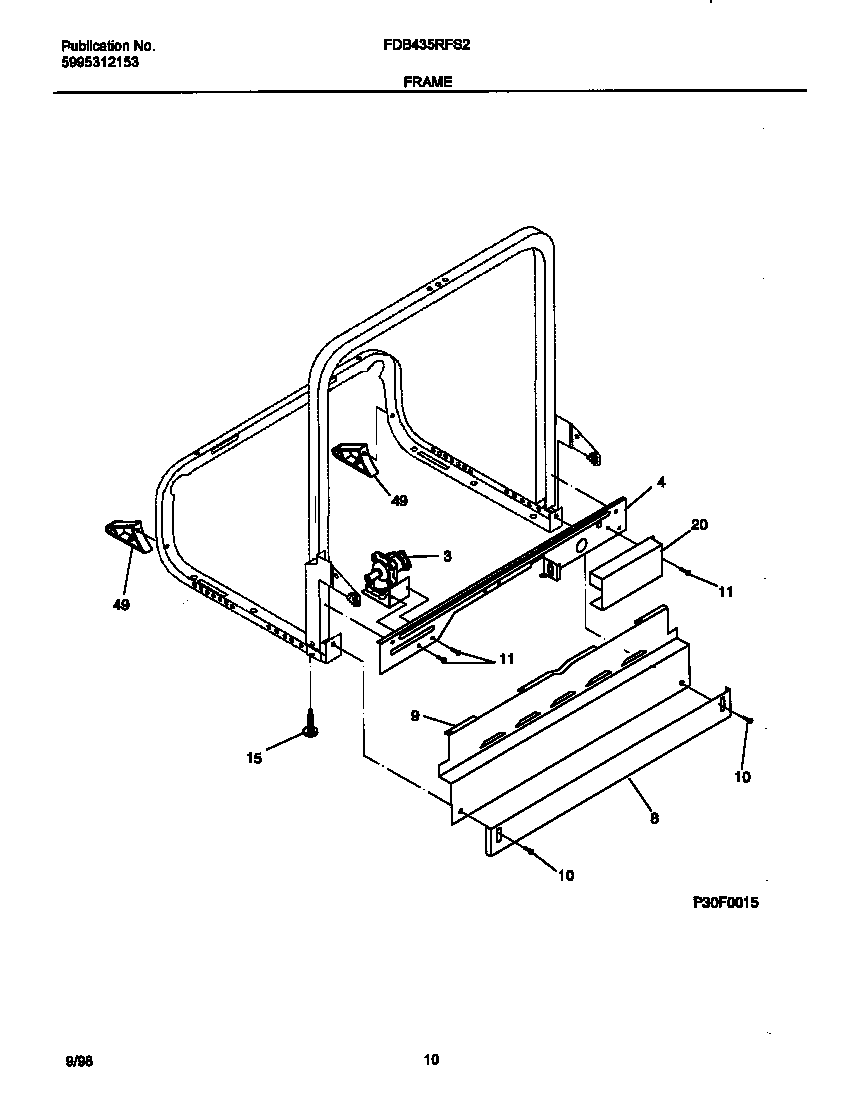 Frigidaire FDB435RFS2 frame diagram