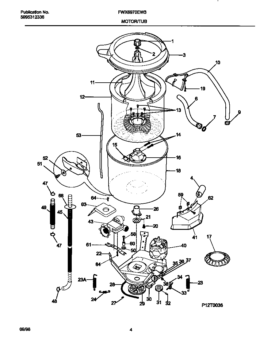 Frigidaire FWX6970EW3 wshr mtr,hose diagram