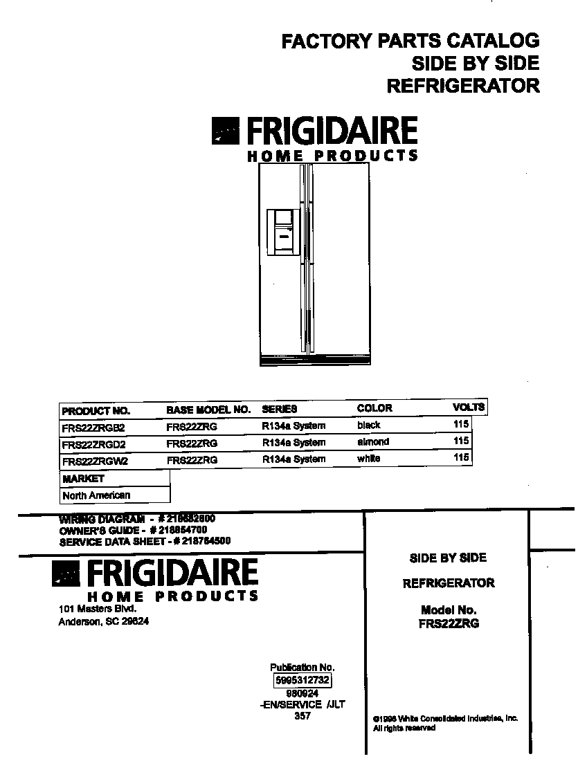 Frigidaire FRS22ZRGW2 cover diagram