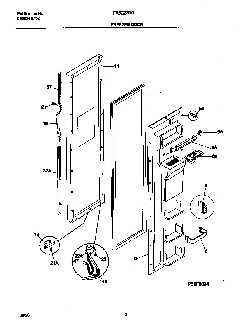 Frigidaire FRS22ZRGW2 frzr door diagram