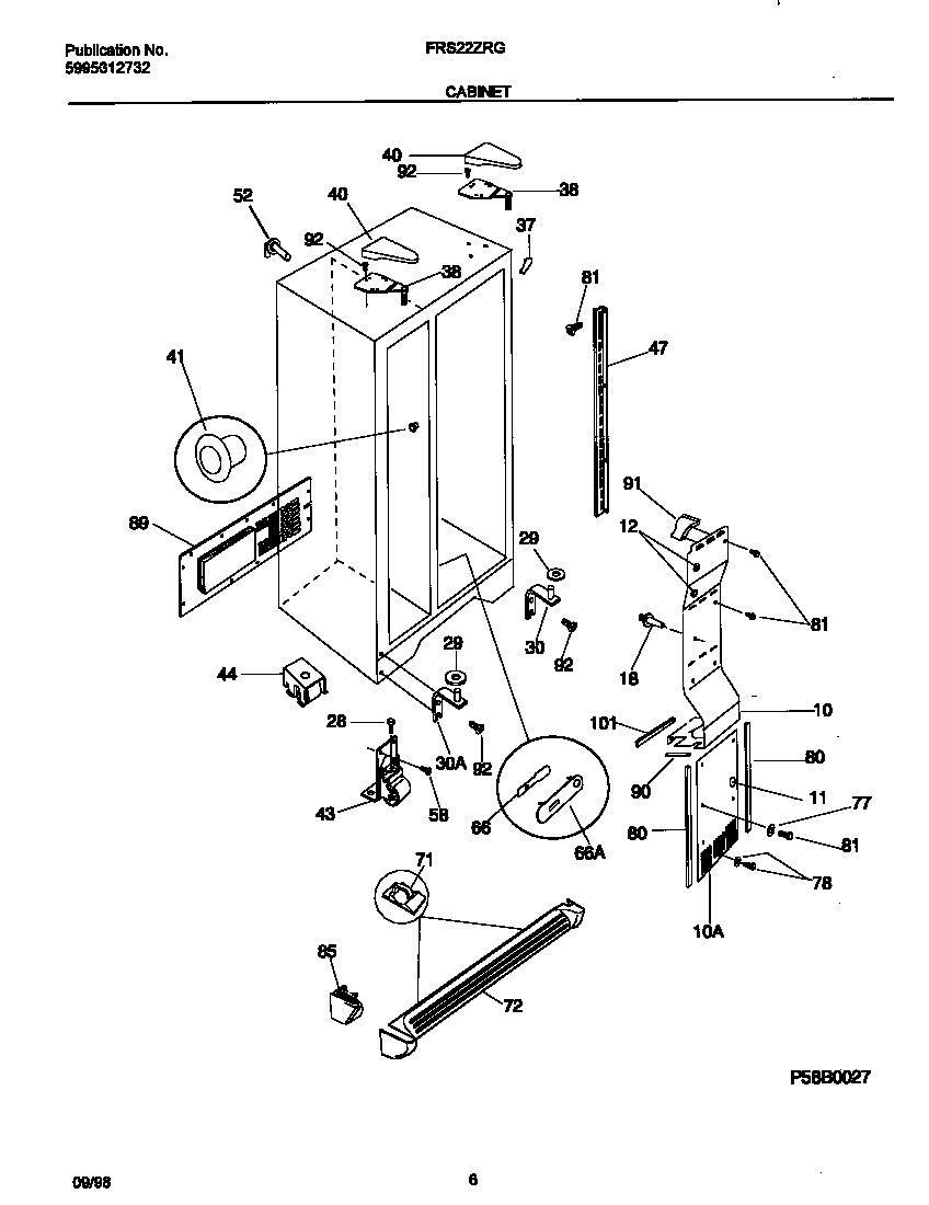 Frigidaire FRS22ZRGW2 cabinet diagram